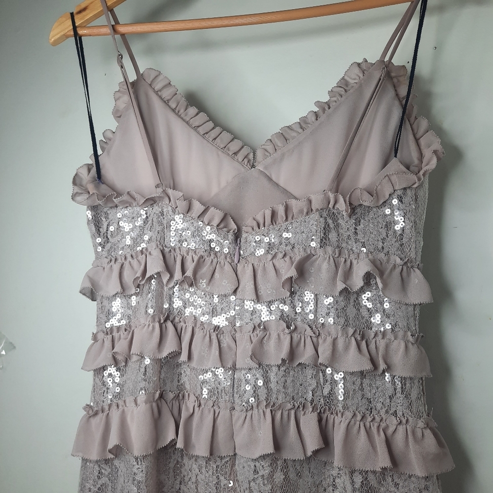 NBD Ruffle Maxi Dress Revolve Dusty Lilac Sequin Gown Party Event Coquette Small - Picture 9 of 13